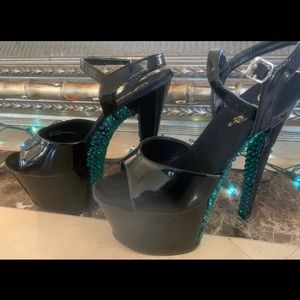 Teal & Black Pleaser Heels